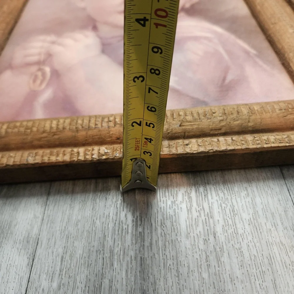 VTG Catholic framed print child praying‎ wooden board 19x14 Wood Picture Frame